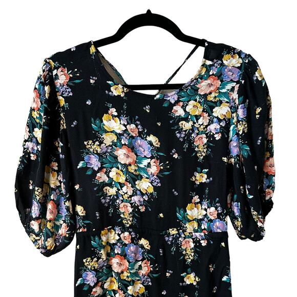 O'neill Womens Open Back Floral Alta Midi Dress Black Black Small Whimsigoth Y2K - Picture 6 of 12